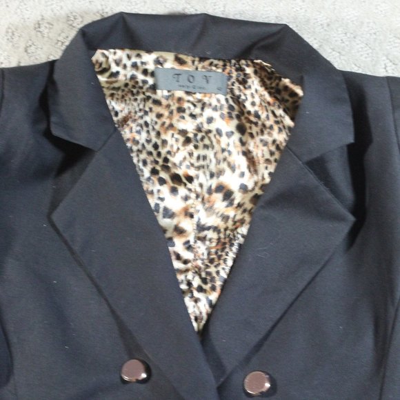 Vintage 80s TOV Size Small Black Jacket with Shoulder Pads - Picture 3 of 9